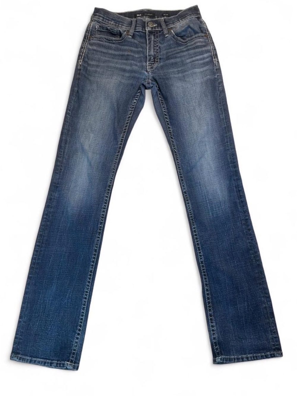 BKE Men's Straight Dark Blue Denim Jeans